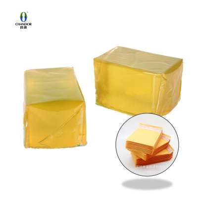 Hot melt adhesive glue 4508 yellow block  for sealing Express bag / bubble bag /PE courier bag